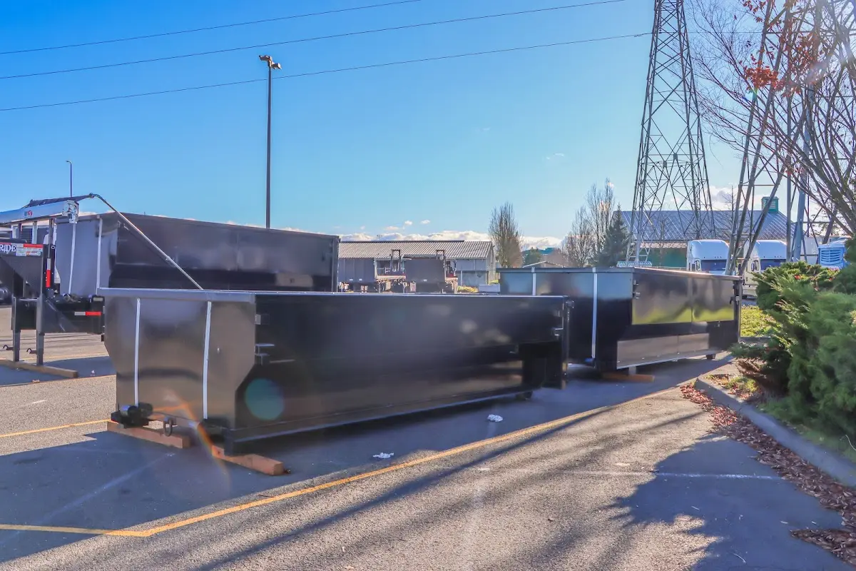Roll-off dumpster ready for waste disposal at job site for 8 Yard Dumpster Rental in Puyallup
